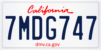 CA license plate 7MDG747