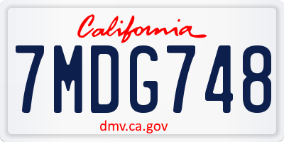 CA license plate 7MDG748