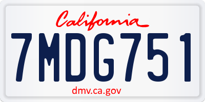 CA license plate 7MDG751