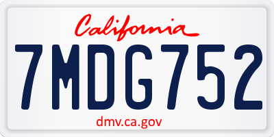 CA license plate 7MDG752