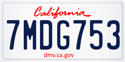 CA license plate 7MDG753