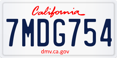 CA license plate 7MDG754