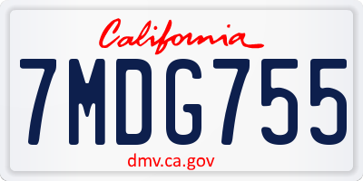 CA license plate 7MDG755