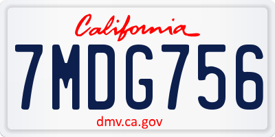 CA license plate 7MDG756