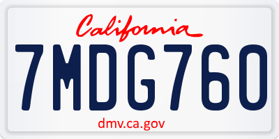 CA license plate 7MDG760