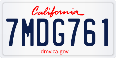 CA license plate 7MDG761