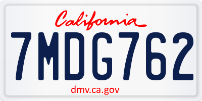 CA license plate 7MDG762