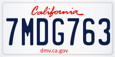 CA license plate 7MDG763