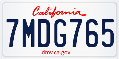 CA license plate 7MDG765