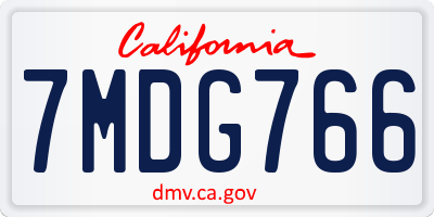 CA license plate 7MDG766