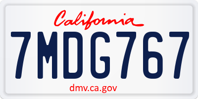 CA license plate 7MDG767