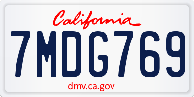 CA license plate 7MDG769