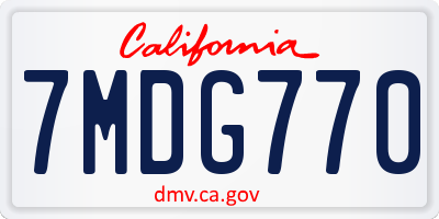 CA license plate 7MDG770