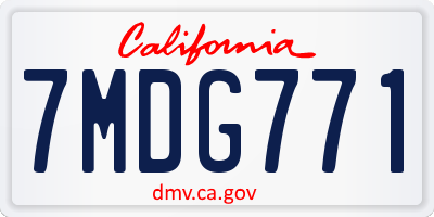 CA license plate 7MDG771