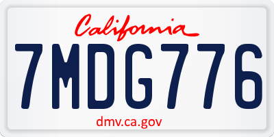 CA license plate 7MDG776