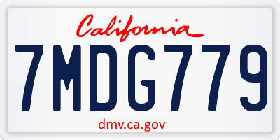 CA license plate 7MDG779