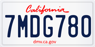 CA license plate 7MDG780