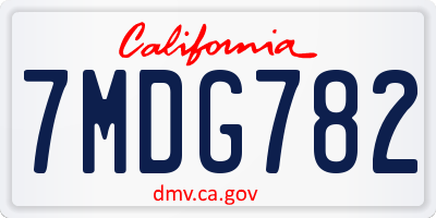 CA license plate 7MDG782