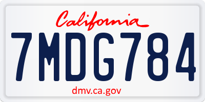 CA license plate 7MDG784