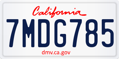 CA license plate 7MDG785