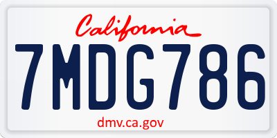 CA license plate 7MDG786