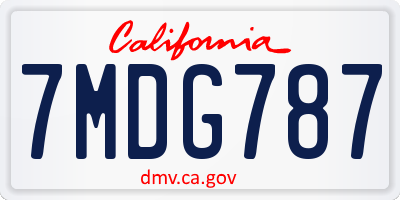 CA license plate 7MDG787