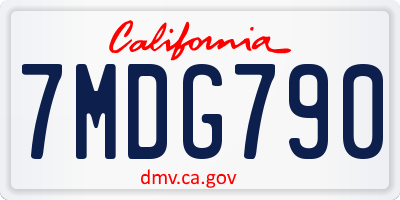 CA license plate 7MDG790