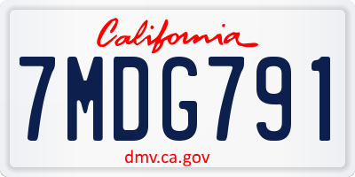 CA license plate 7MDG791