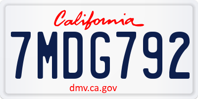 CA license plate 7MDG792