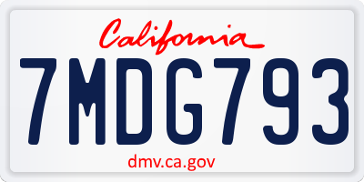 CA license plate 7MDG793