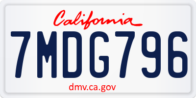 CA license plate 7MDG796