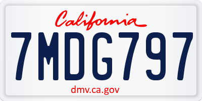 CA license plate 7MDG797