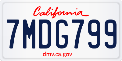 CA license plate 7MDG799