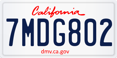 CA license plate 7MDG802