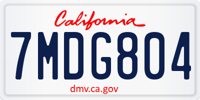 CA license plate 7MDG804