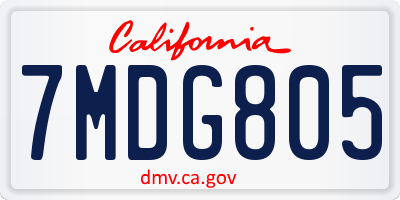 CA license plate 7MDG805