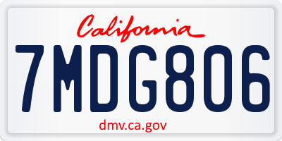 CA license plate 7MDG806