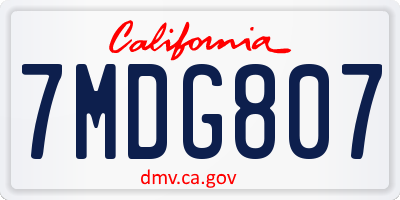 CA license plate 7MDG807