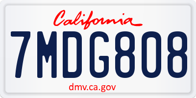 CA license plate 7MDG808