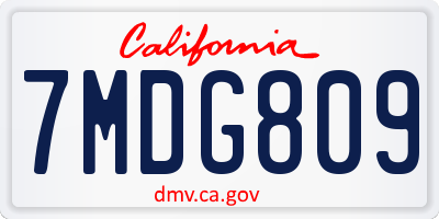 CA license plate 7MDG809