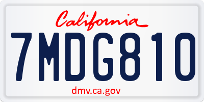 CA license plate 7MDG810