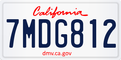 CA license plate 7MDG812