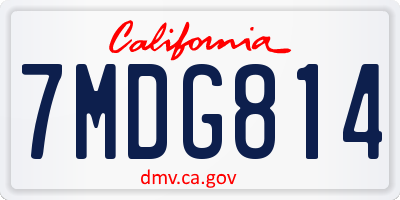 CA license plate 7MDG814