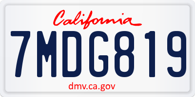 CA license plate 7MDG819