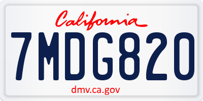 CA license plate 7MDG820