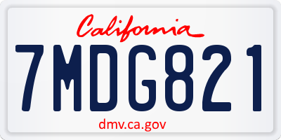 CA license plate 7MDG821