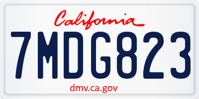 CA license plate 7MDG823