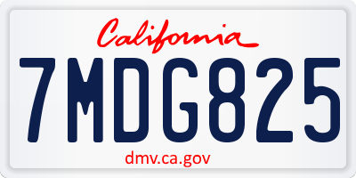 CA license plate 7MDG825