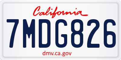 CA license plate 7MDG826