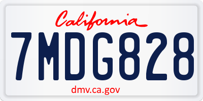 CA license plate 7MDG828